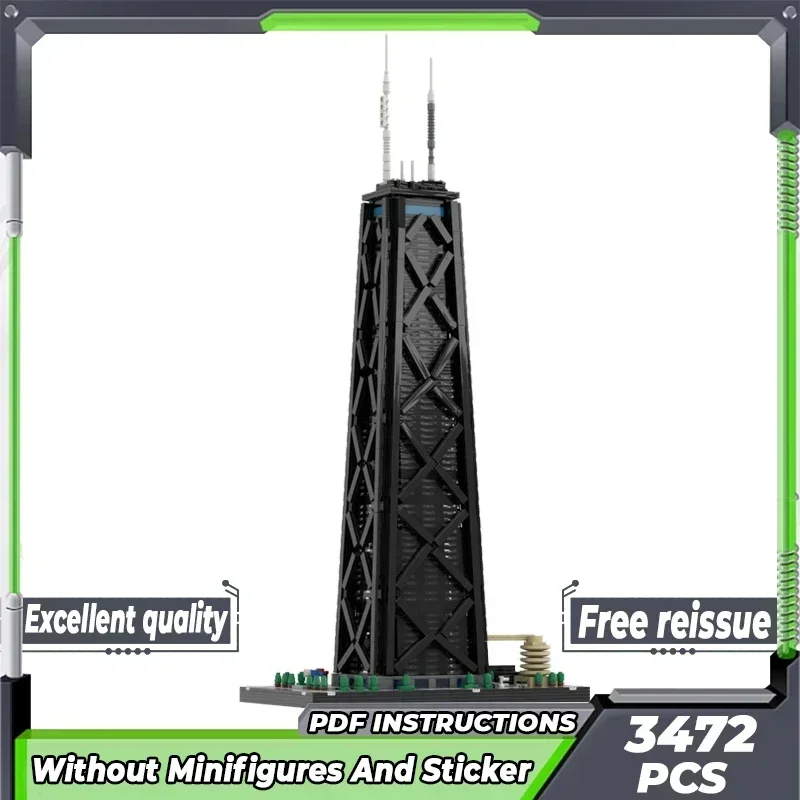 

Модель City Street View Moc, строительные кирпичи John Hancock Center VER 2, 1:650, технологические блоки, подарок, Рождественская игрушка, набор «сделай сам», сборка