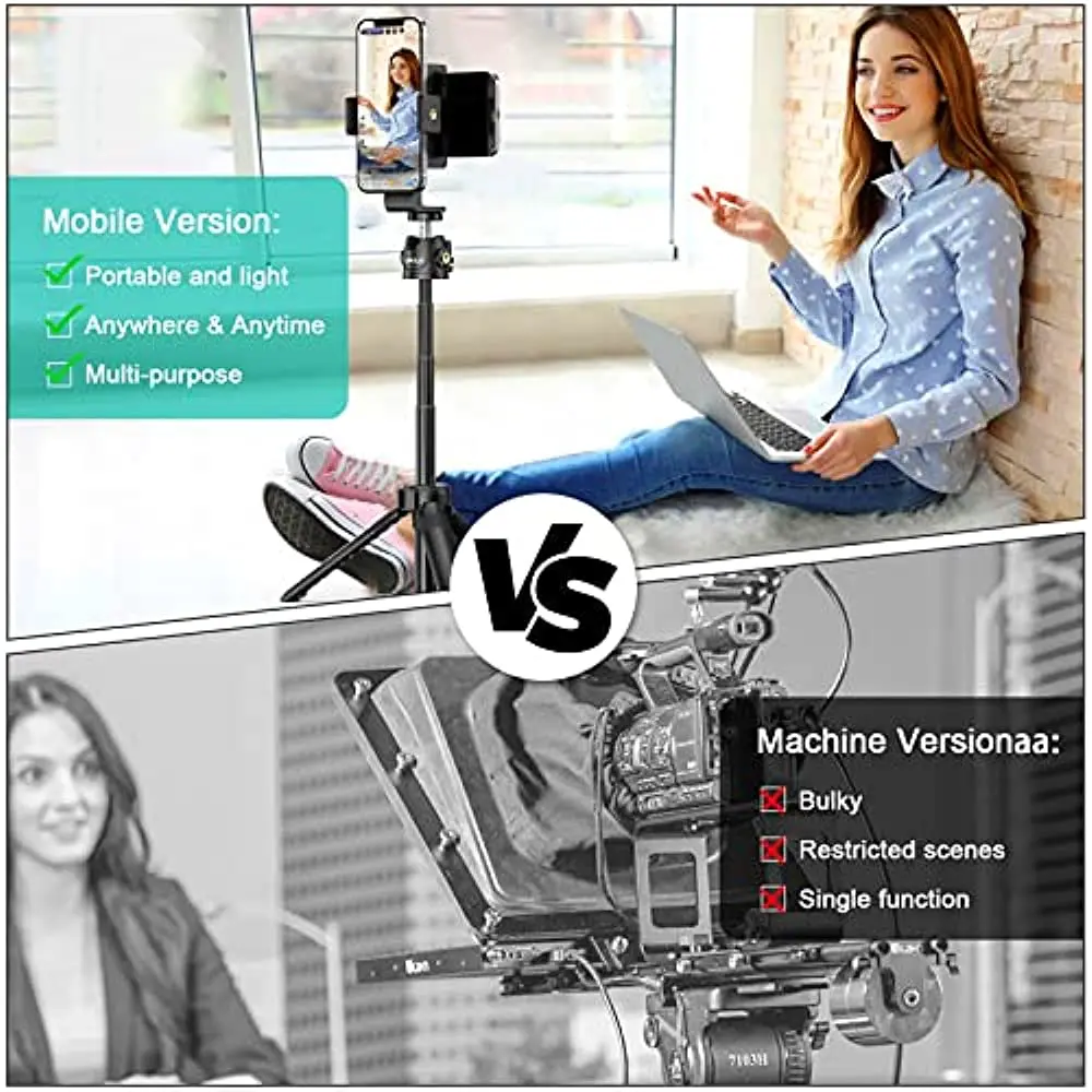 CAMOLO Teleprompter Photo Studio Mini Phone Tripod Cell Phone Tripod Mount حامل هاتف لعصا السيلفي لهاتف iPhone Video Tablet