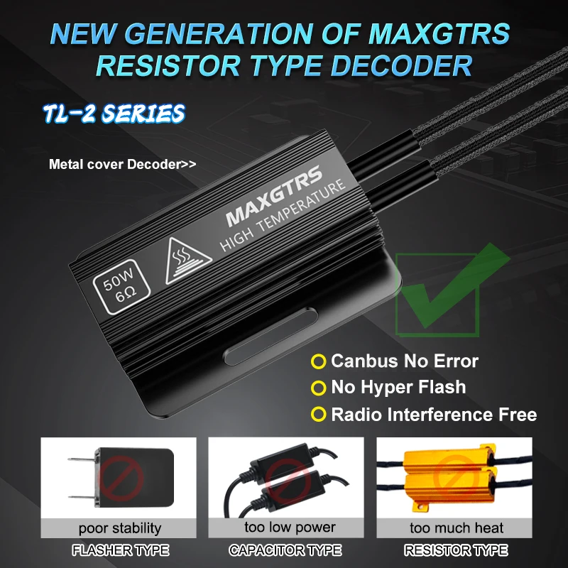 2x MAXGTRS Load Resistor Car LED Decoder Canbus For P21W BA15S PY21W BAU15S 1156 1157 BAY15D P21/5W T20 7443 7440 W21/5W W21W