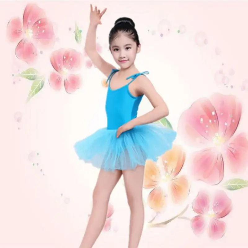 Sling Ballet Dress Girls Fluffy Dream Dance Costumes Children Dance Exercise Clothes Small Princess Fluffy Dancewear