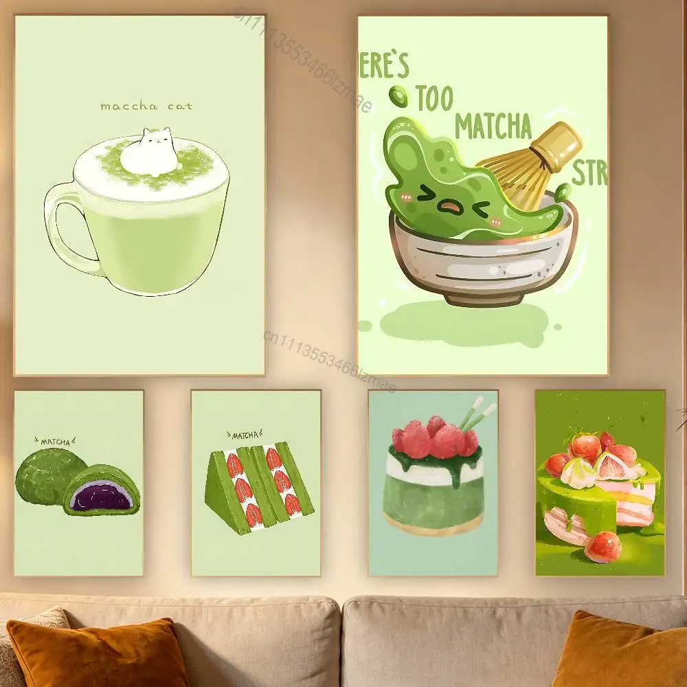 

Green INS Style M-Matcha Cake Poster Retro Paper Sticker DIY Room Bar Cafe Aesthetic Art Wall Painting