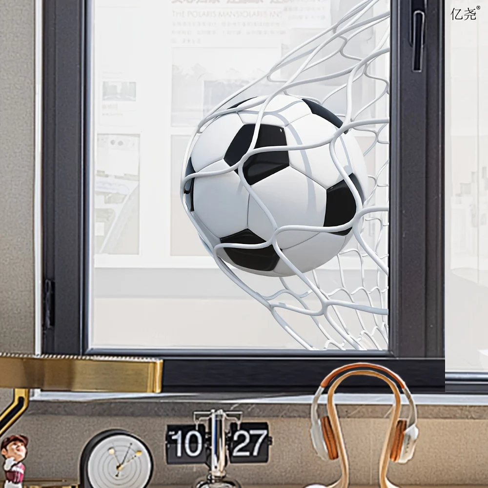 1pc Soccer Goal Themed Wall & Window Sticker,Self-Adhesive Decorative Sticker,Suitable For Windows, Doors, Bedroom, Living Room,