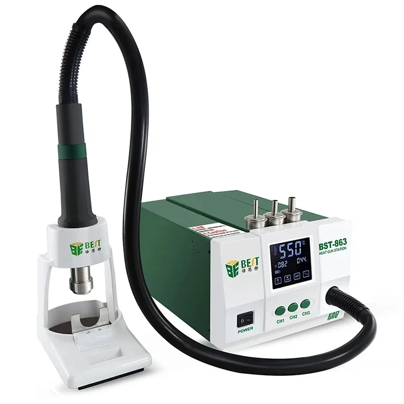 

BST-863 1200W Lead-Free Hot Air Gun Soldering Station LCD Display Touch Screen Constant Temperature Heat Gun Desoldering Station