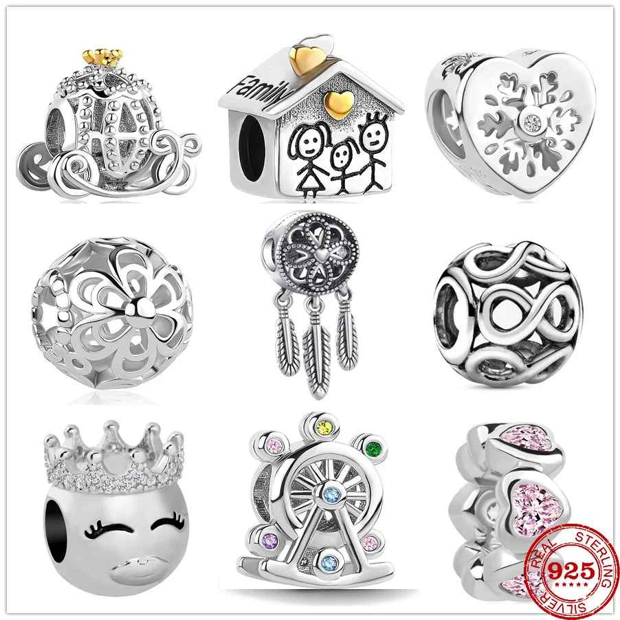 2021 New sweet home family flowers snowflake Charm beads fit Pandora charms silver 925 original bracelets DIY Women Jewelry gift