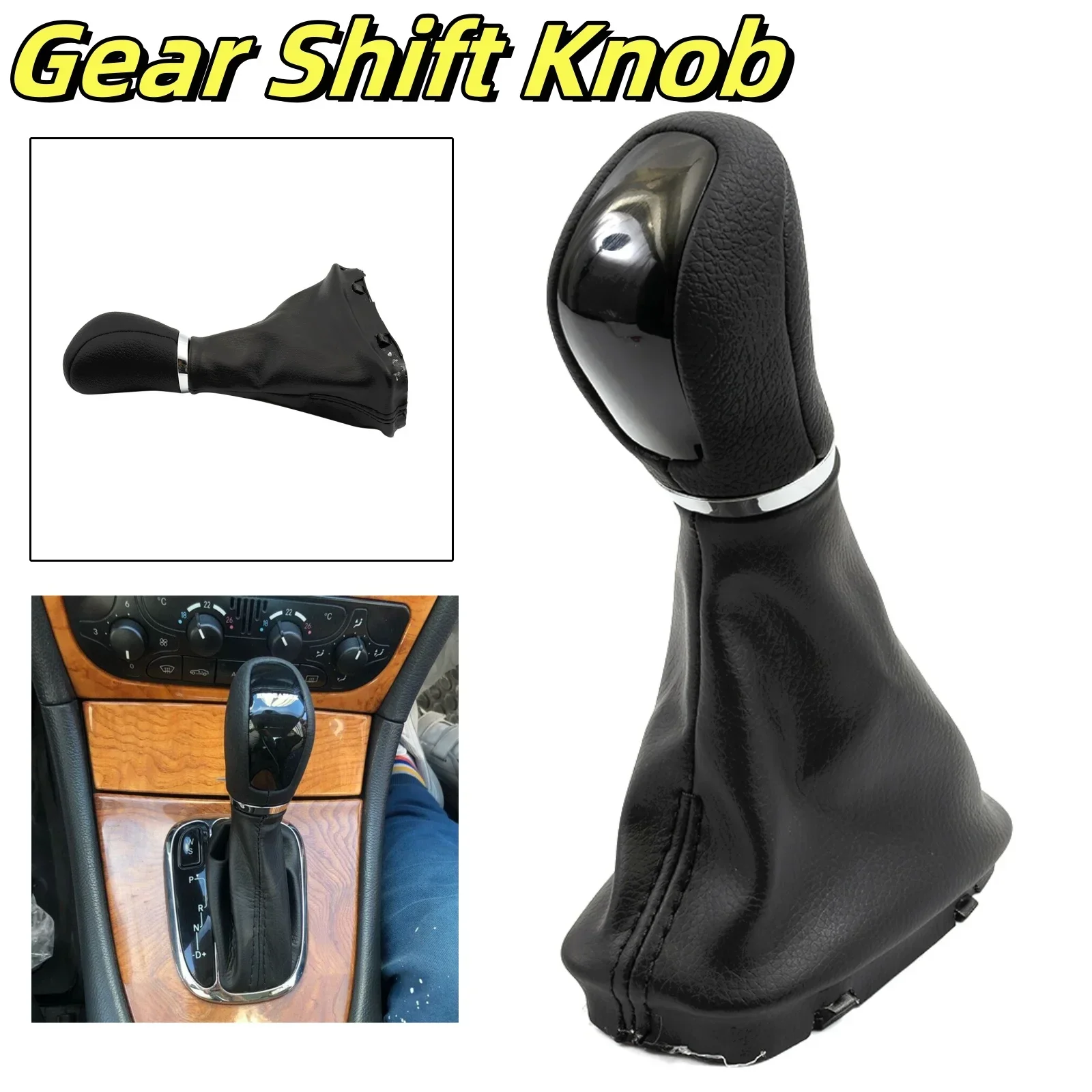 

Gear Shift Knob Automatic Gear Shifting With Gaitor Boot Automatic Transmission Hand Ball Shift Cover For W203 W204 PU Leather