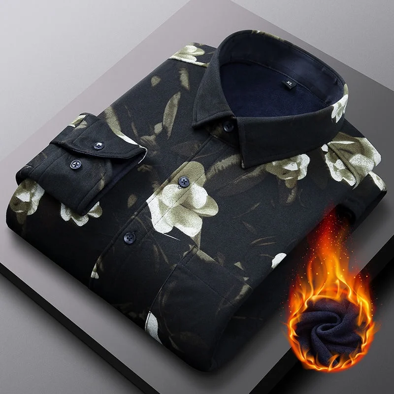 2024 spring shirts flower design high quality thicken casual mens shirt,autumn smart casual shirt men,size M-5XL KCY019