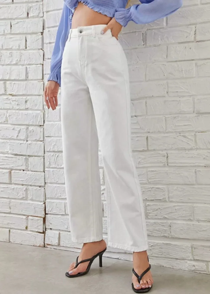 

High Waist Wide Leg Straight Jeans Light Wash Women's Loose Fit Denim Trousers Comfortable plus Size Casual Pants