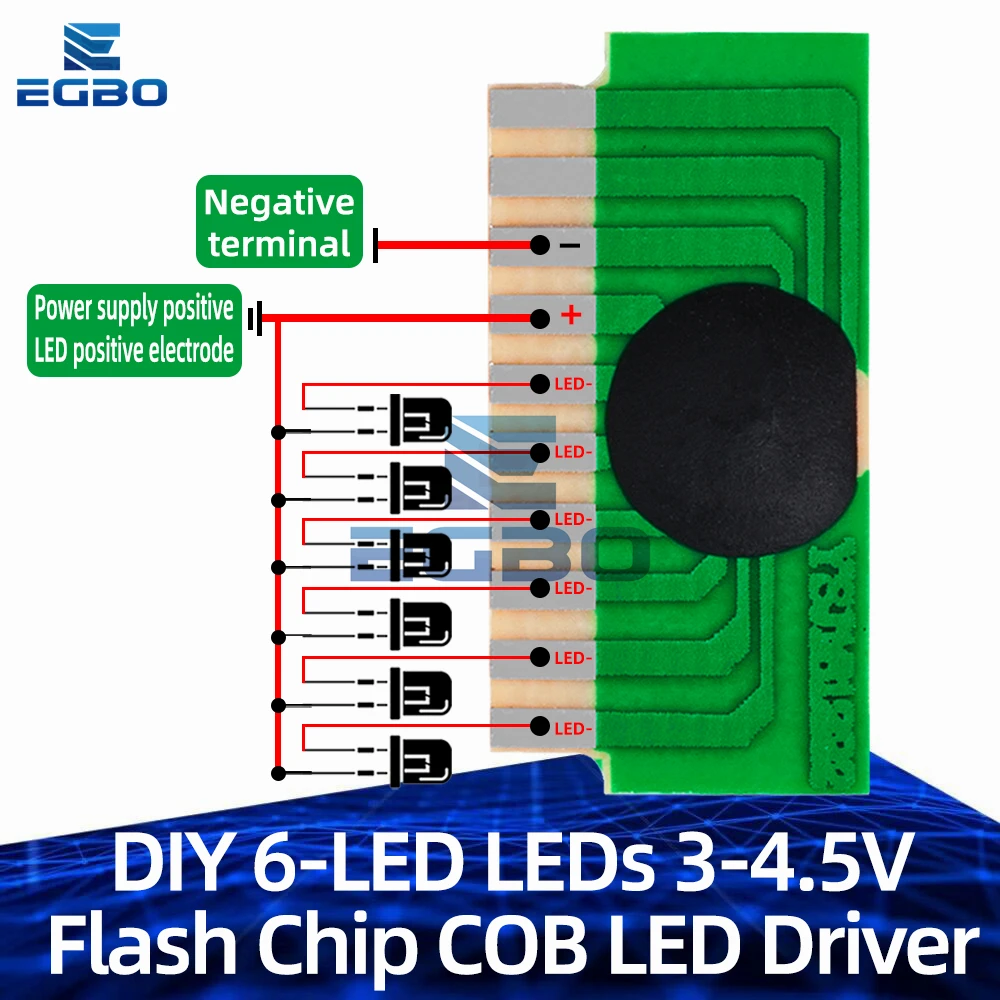 1 ~ 10 قطعة EGBO لتقوم بها بنفسك 6-LED المصابيح 3-4.5 فولت فلاش رقاقة COB LED سائق دورة وامض لوحة تحكم وحدة IC الإلكترونية