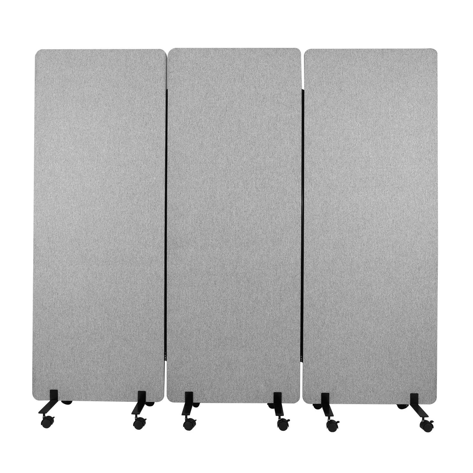 3 Panel Partition Wall 70.8in L X 66in H Sound Proof Dividers with Wheels for Home Restaurant Reception Room School Hospital
