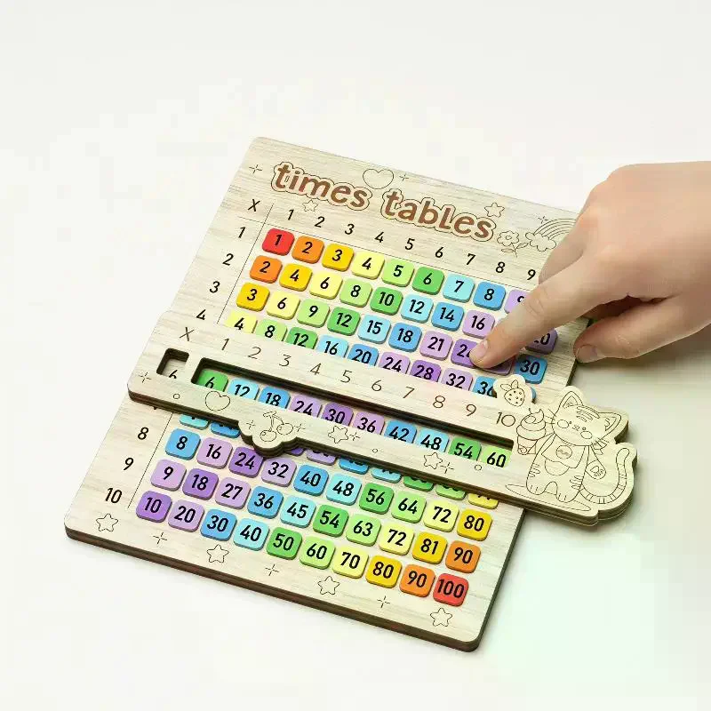 Montessori Wooden Math Multiplication Table Toy Non-Toxic Educational Tool for Preschool Kids Classroom Teaching Activities