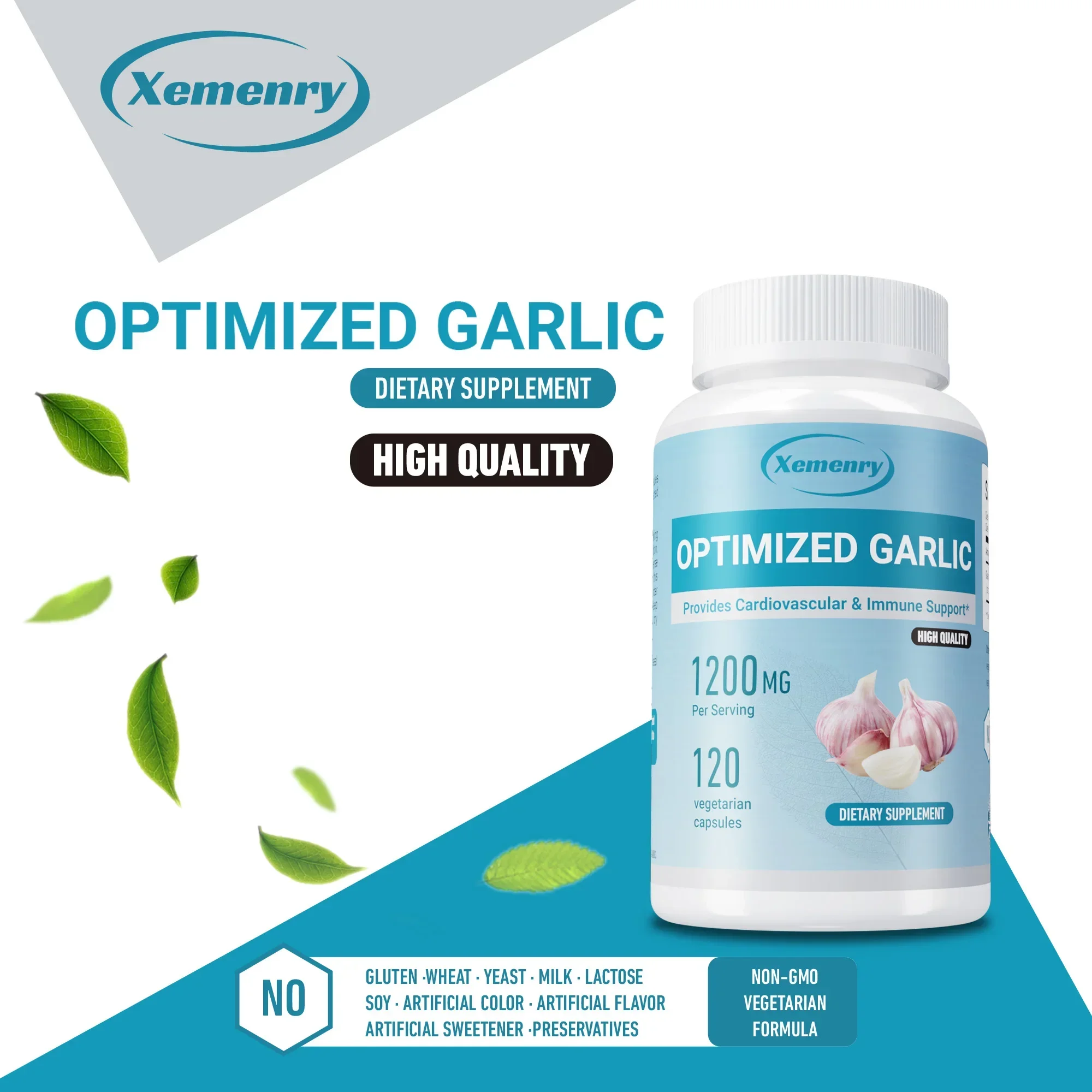 

Optimized Garlic - for Immune, Digestive and Cardiovascular & Heart Health, Cleanse and Detoxify Supplement