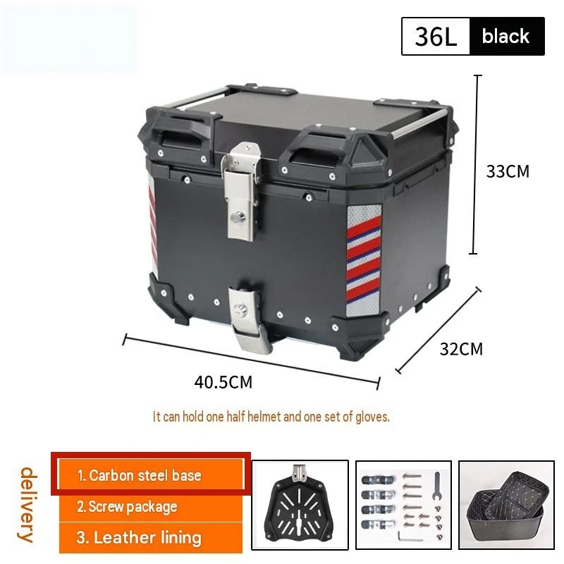 45L Flat‑Silver Classic Aluminum Tail Box Universal For Honda NS150GX For Full‑Face Helmet Storage Scooter Accessories