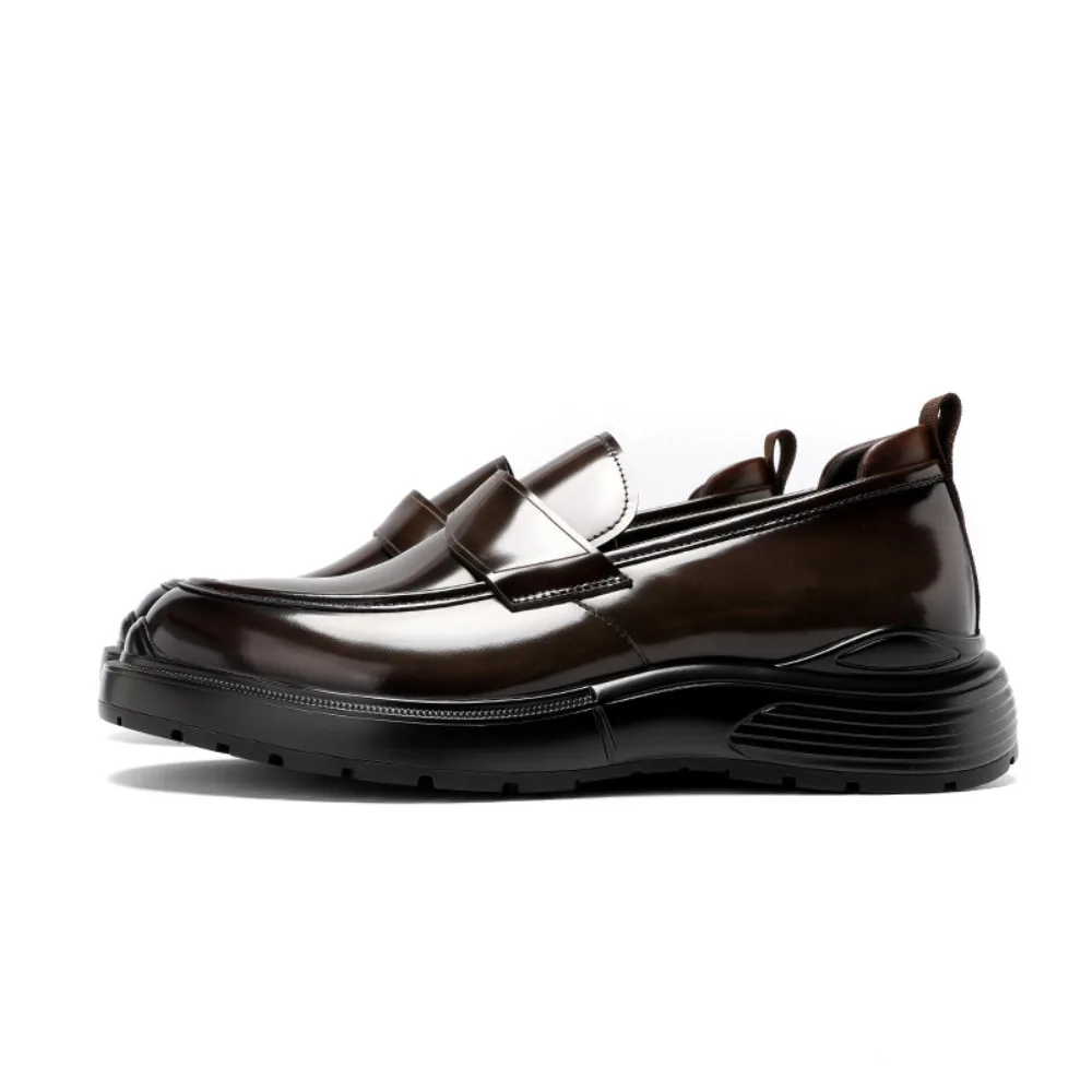 

Men's Premium Genuine Leather Thick Sole Height Increasing Business Casual Loafers Summer Slip on Shoes