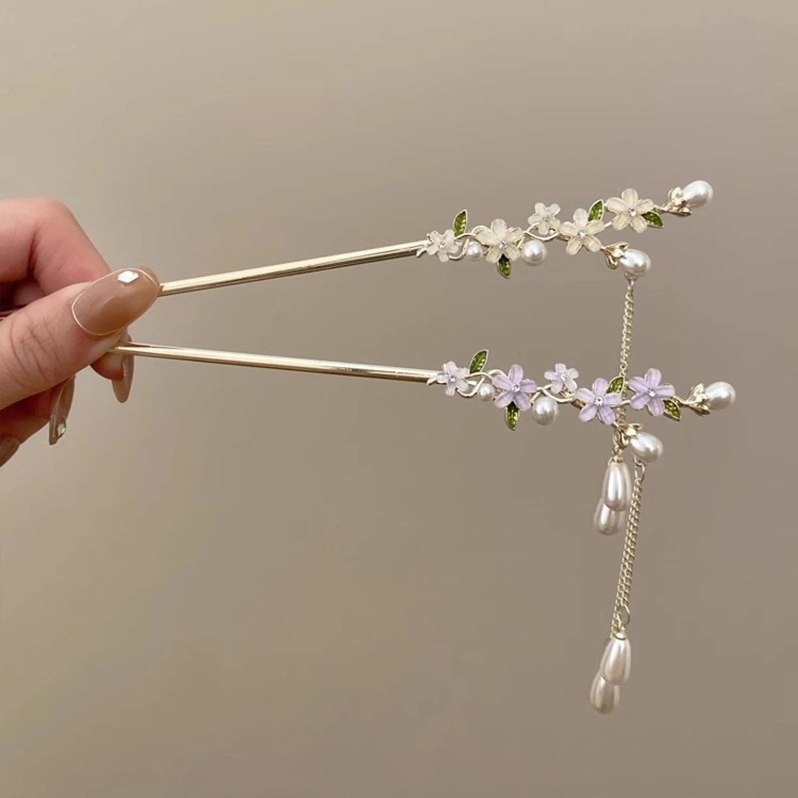 Épingle à cheveux sécurisée et élégante pour mariage, accessoire rétro avec fleur chinoise traditionnelle, perle et pompon pour chignon
