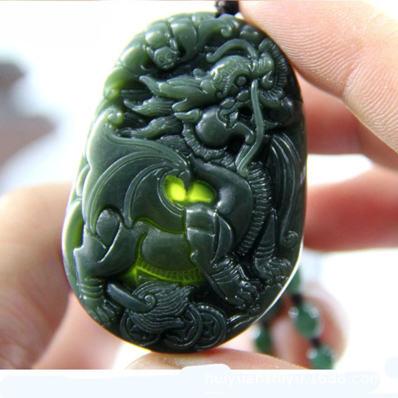 Hotan blue jade flying Apsaras Fire Kirin Pendant Men's Women's Pixiu Jade Necklace Pendant Attracting wealth providing safety