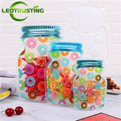 Color Doughnut Mason Jar Bottle Zipper Bag Resealable Coffee Fruit Snack Candy Tea Chocolate Beverage Juice Gift Zip Pouches