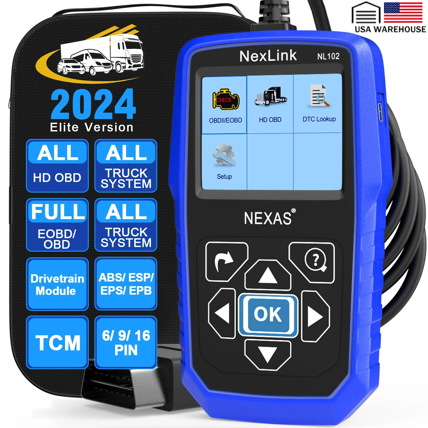 

Nexas NL102 Heavy Duty Diesel Truck Diagnostic Scanner for Freight liner Cummins Code Reader ABS Fuel Brake ESP EVAP OBD Scanner