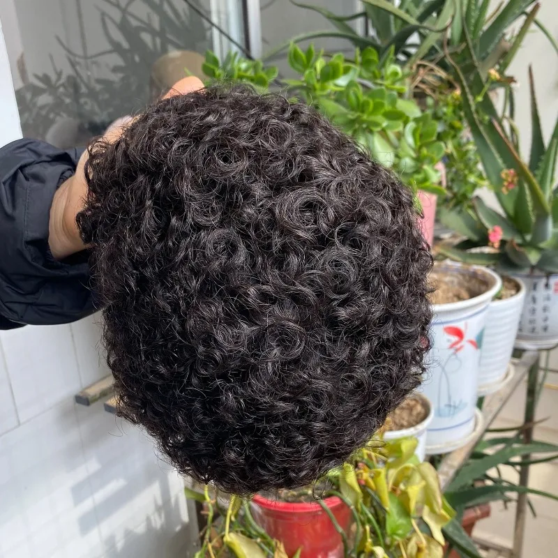 باروكة صناعية قصيرة من الألياف الكيماوية مجعدة سوداء مناسبة للارتداء اليومي للنساء ذوات البشرة السمراء