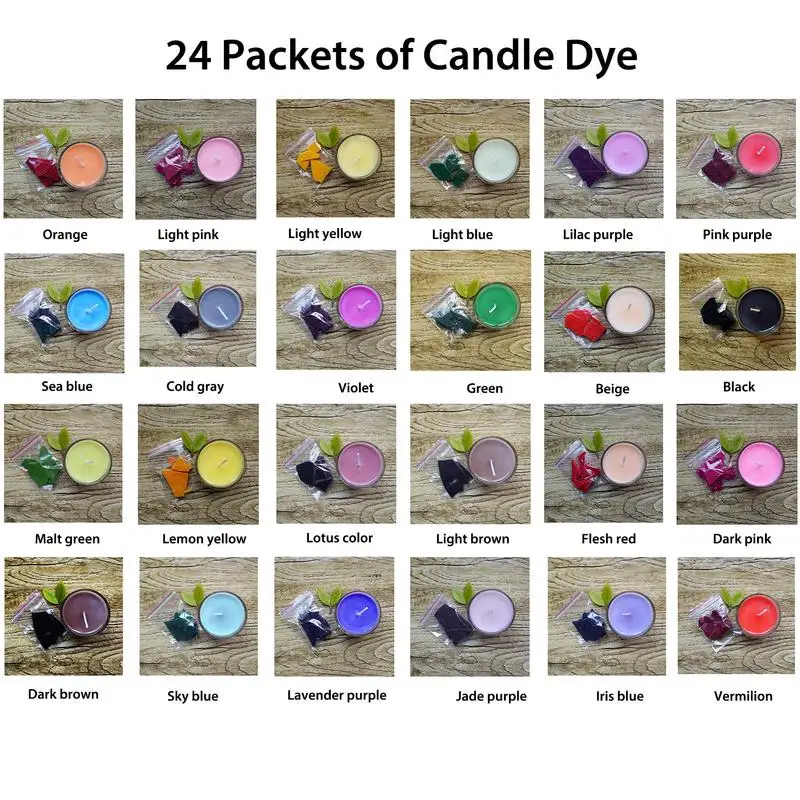 24 Dye Colors Of Wax Candle Wax Dye Great Choice Of Colors Candle Dye Chips Wax Flakes DIY Soy Candle Making Kit Supplies