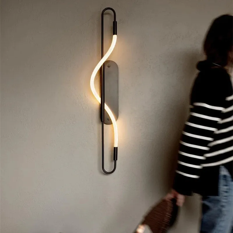 Modern Luke wall Lamp simple atmosphere light Nordic bedside lamp  living room fiber woven light minimalist emitting tube lamp