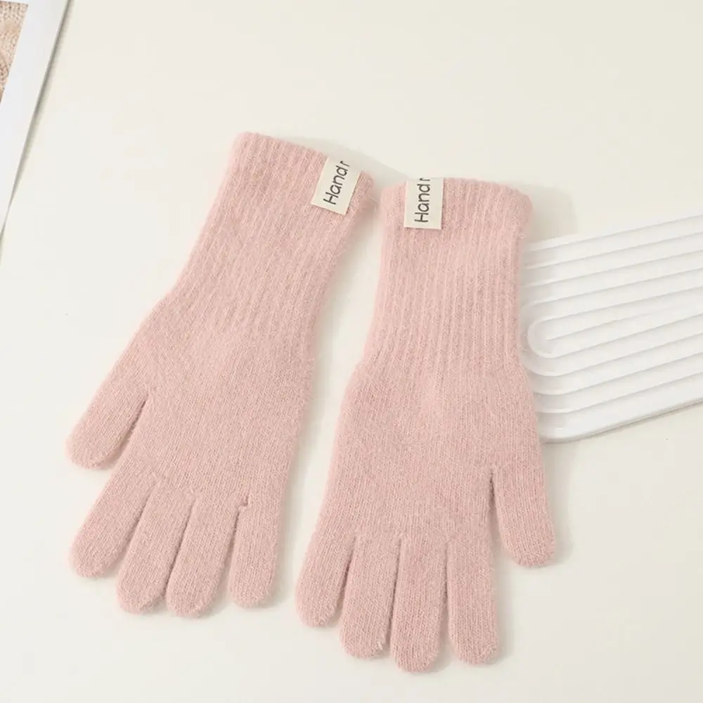 Casual Warm Flannel Gloves Touch-screen Faux Fur Long Rabbit Fur Gloves Comfortable Candy Colored Full Finger Mittens Cycling