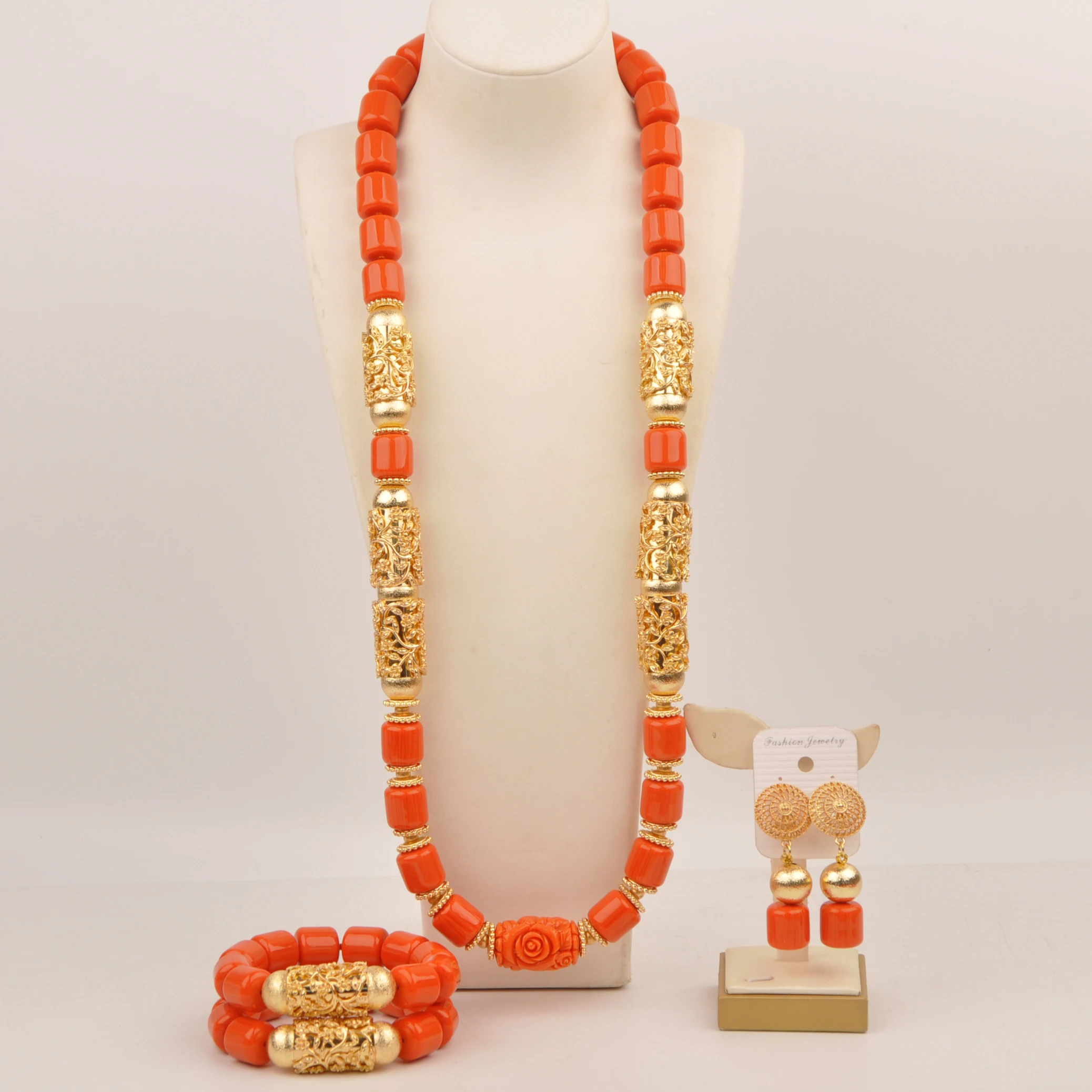 

Fashion Orange Artificial Coral Beads African Jewelry Set