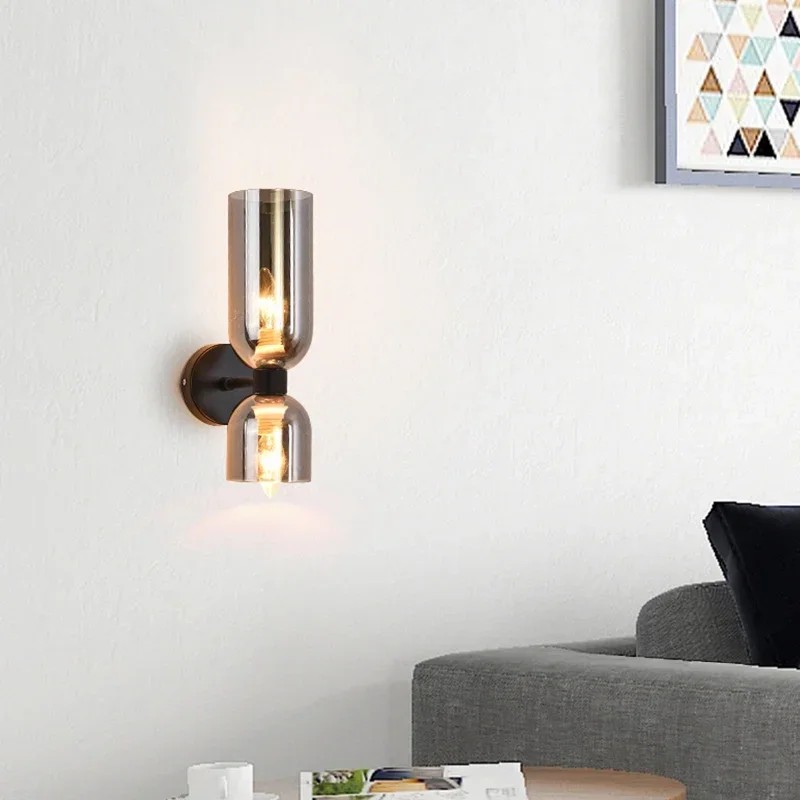 

Modern minimalist luxury glass wall lamp bedroom bedside wall lamp Nordic room decoration corridor staircase artistic lighting