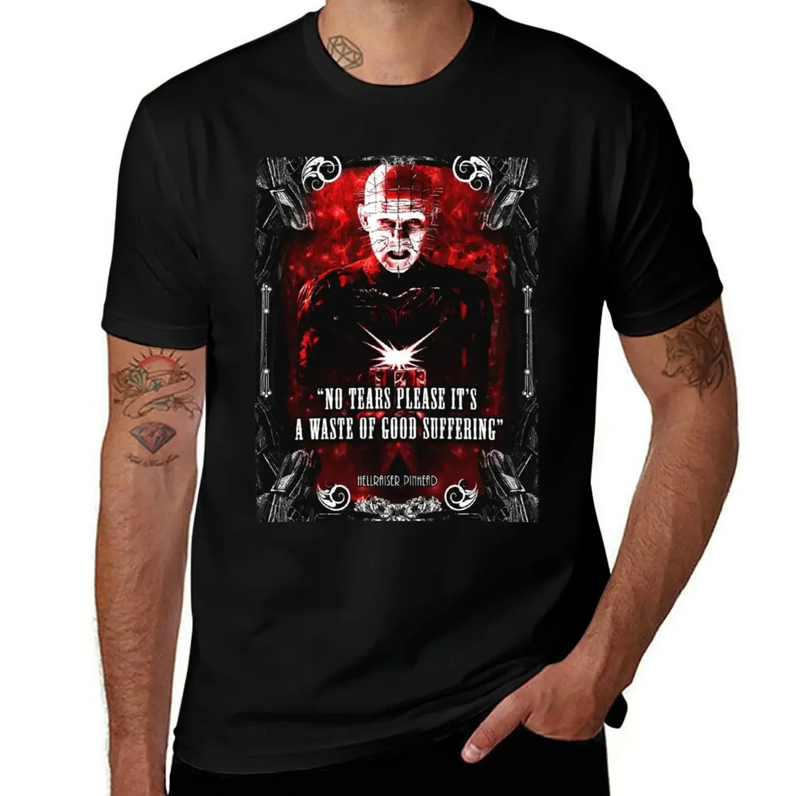 Hellraiser Pinhead quote T-Shirt man t shirt funny costumes workout shirts for men