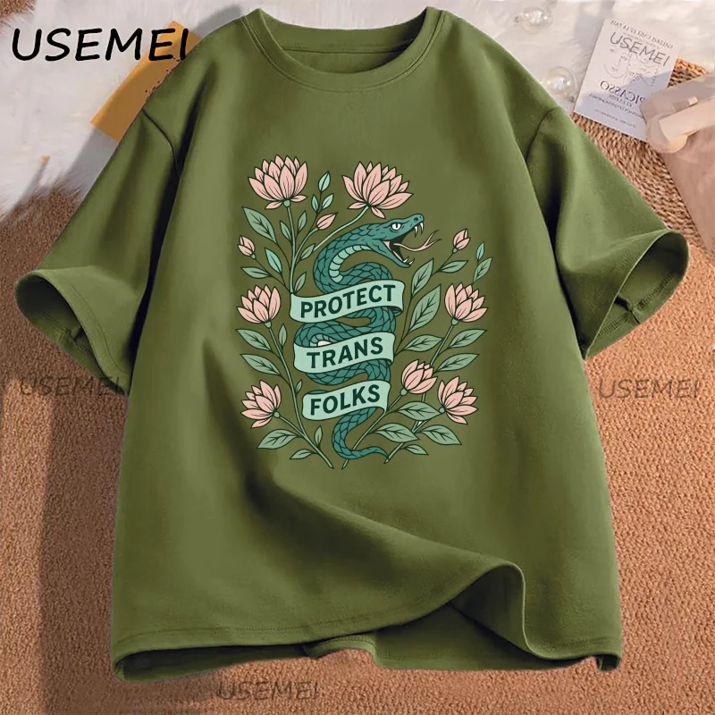 Retro transgênero camiseta unisex proteger trans folks t camisa lgbtq aliado tshirt mês do orgulho camisetas casuais roupas de manga curta