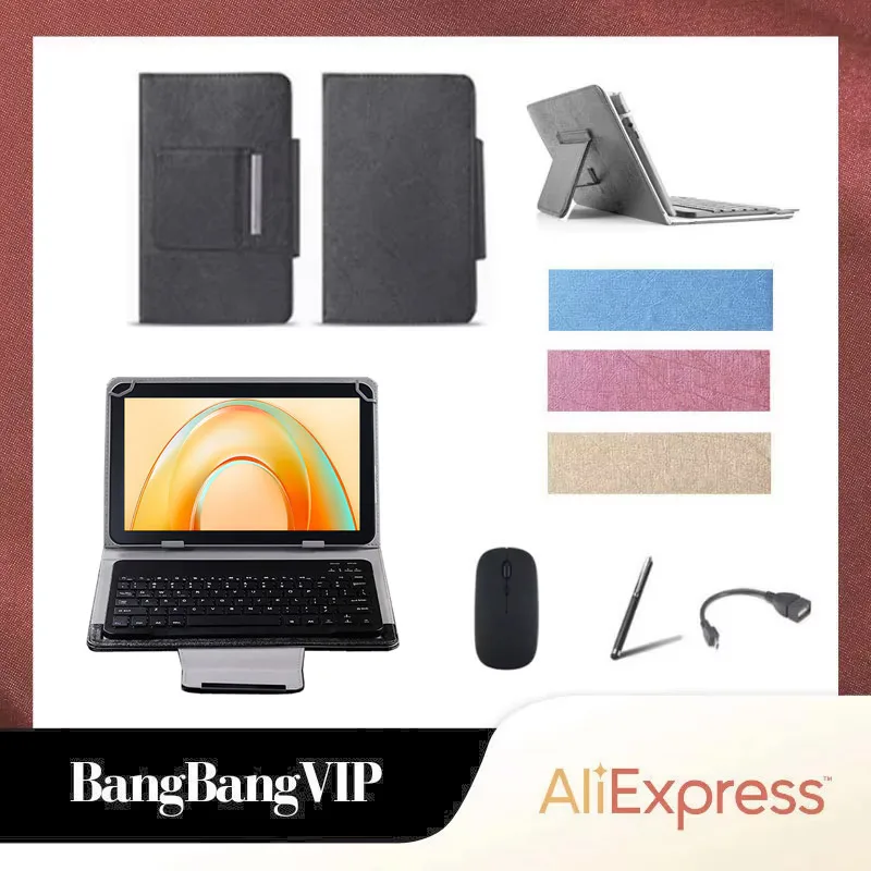 

For Blackview Tab 60 Pro 10.1 inch Tablet Universal Bluetooth Wireless Mouse Keyboard Stand Cover Case