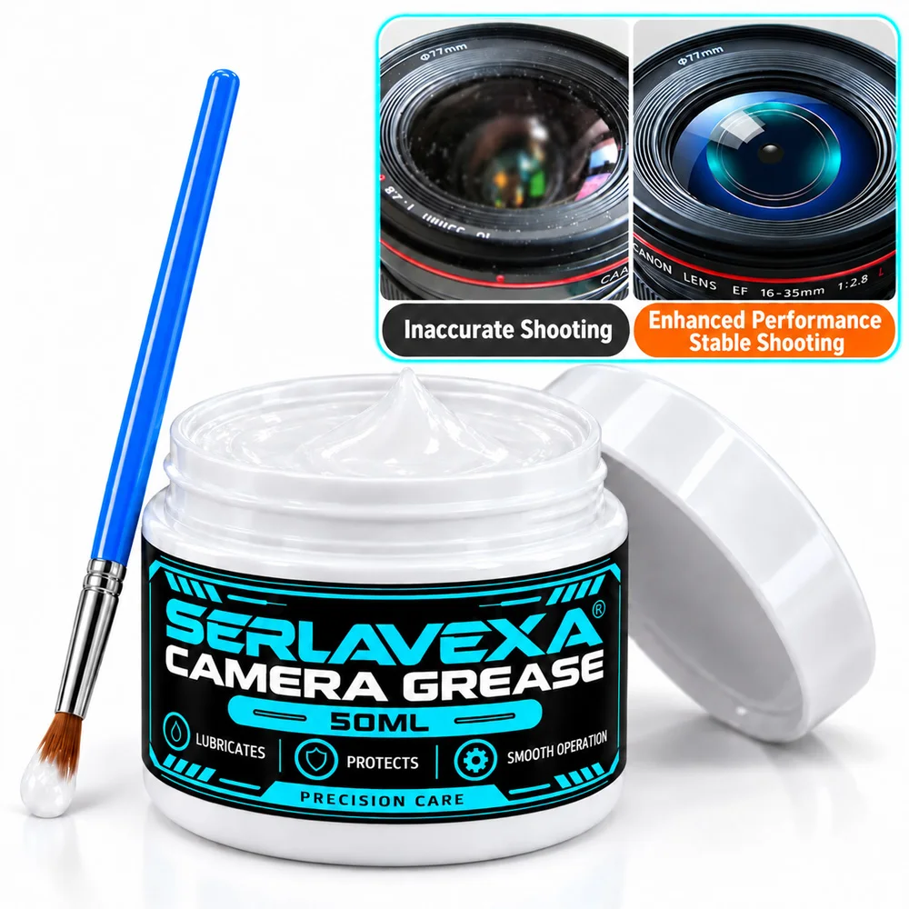 Camera Grease 50ML with Brush for Lens Focus Zoom Ring Gear Maintenance Precision Lubricant for DSLR Mirrorless Camera Repair