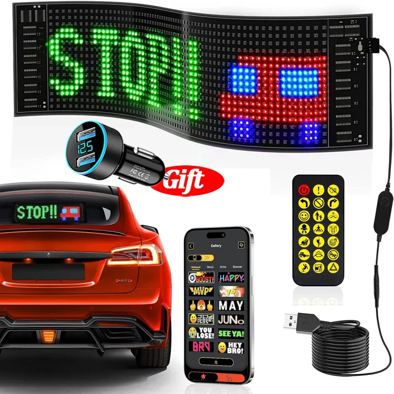 LED USB 5V Matrix Pixel Panel Light Bluetooth App Control Scrolling Advertising LED Car Sign Animation Programmable For Car Shop