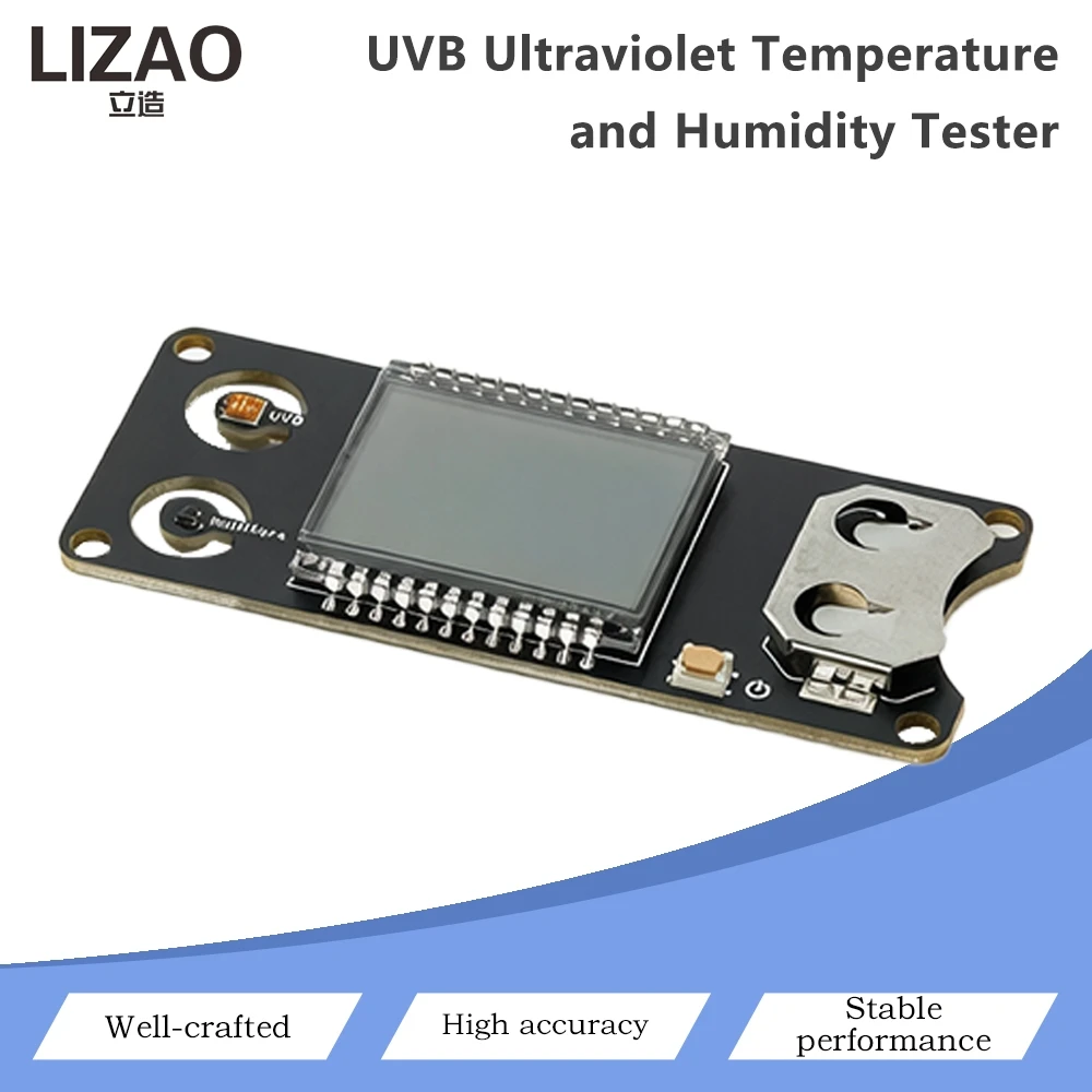 UVB Ultraviolet Temperature Humidity Tester Module Digital LCD Screen Integrat UVB Light Intensity Temp Humidity Detector Board