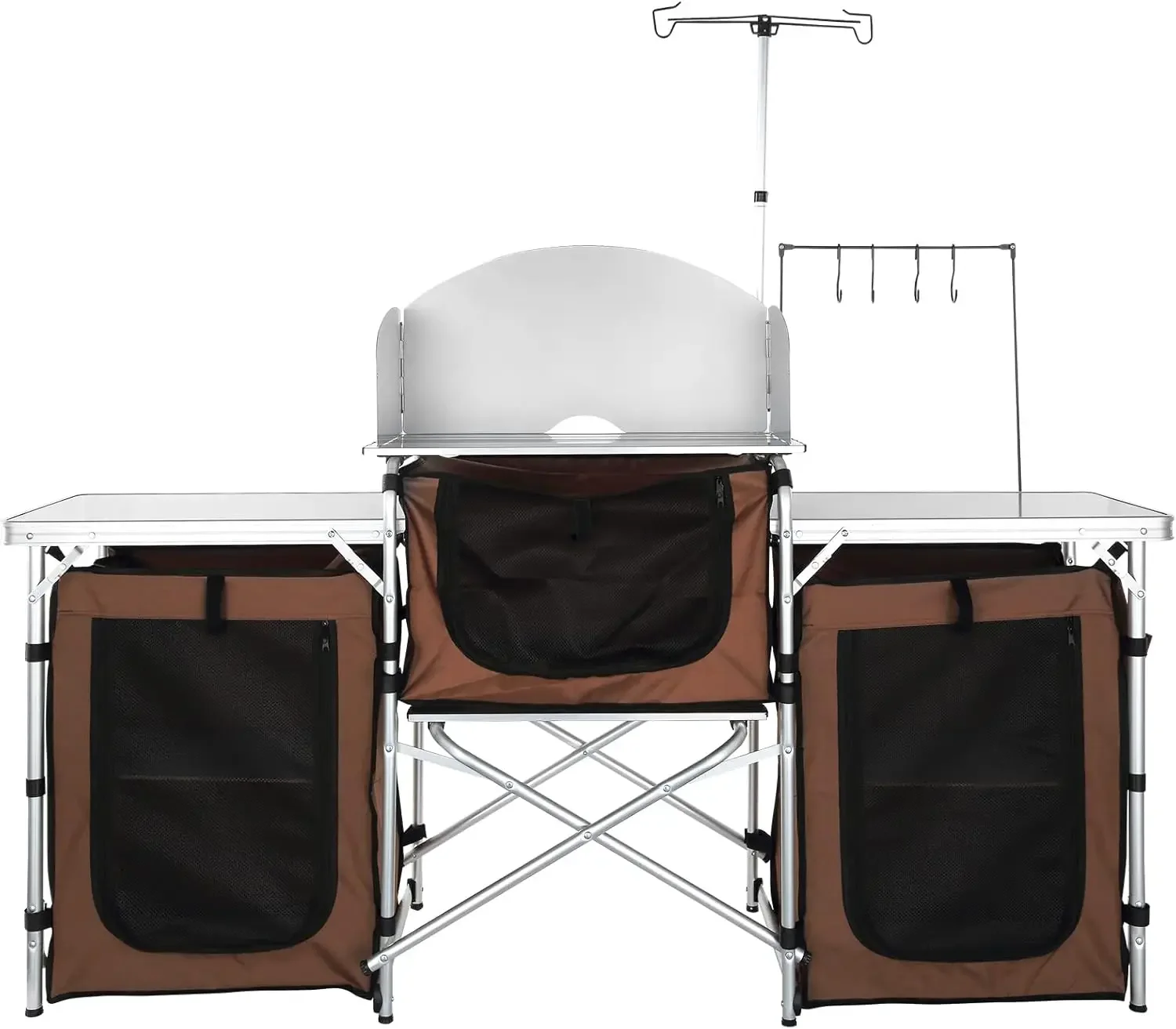 

Camping Kitchen Table, Folding Outdoor Cooking Table with Storage Carrying Bag