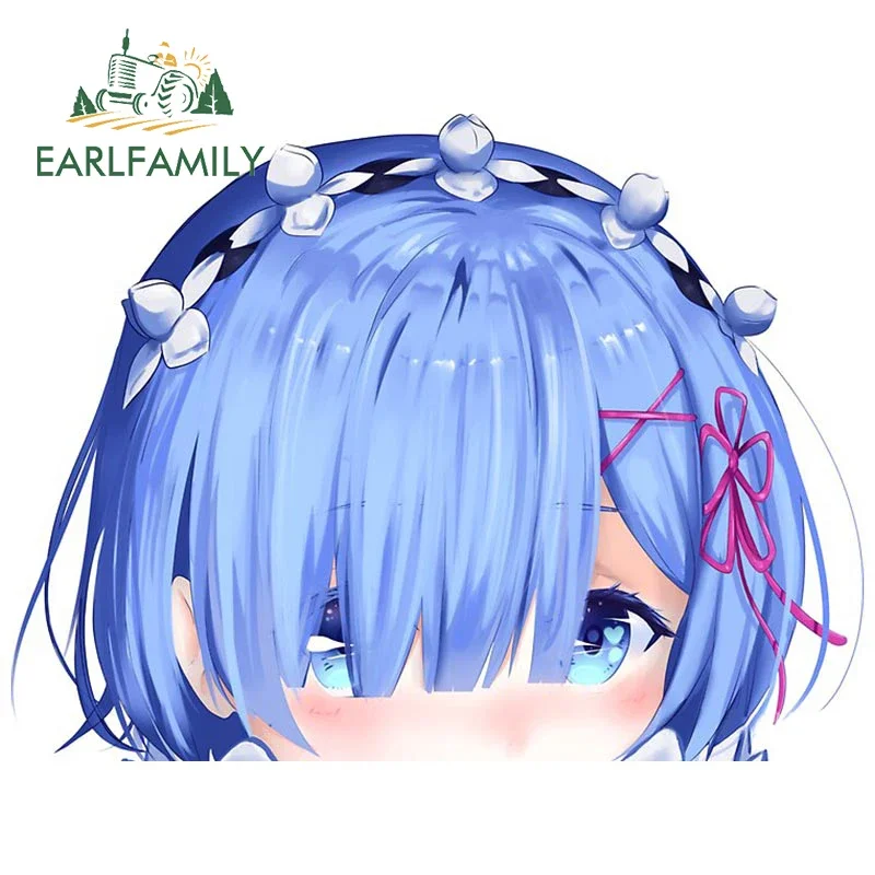 

EARLFAMILY 13cm x 10cm Chibi Rem Peek Car Sticker Cartoon Anime Big Head Peeker JDM Vinyl Rear Windshield Trunk Decal