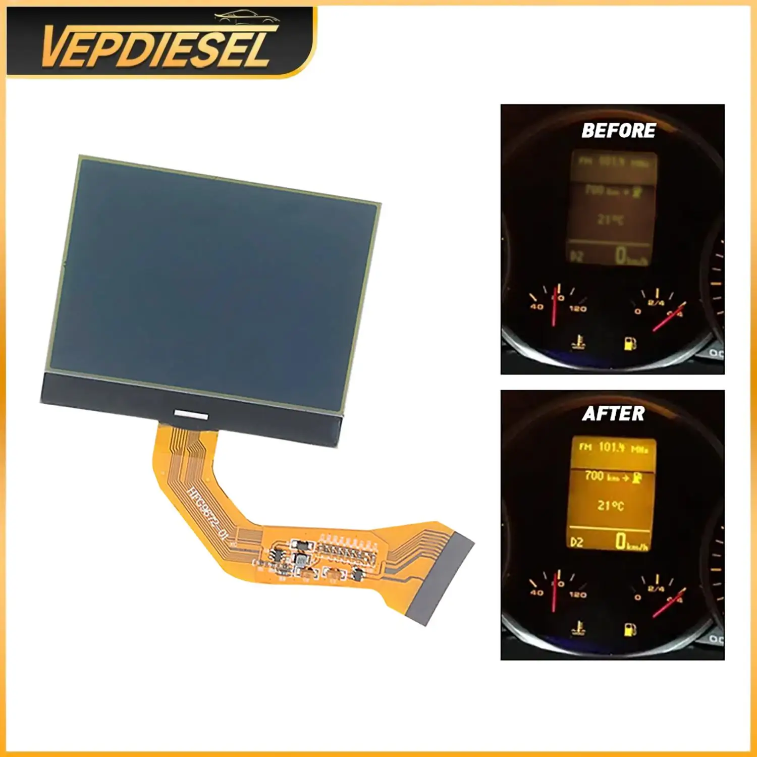 

7L6920 970D 7L6920970R/L Dashboard Monochrome LCD Screen Pixel for VW Touareg V6 Porsche Cayenne Pixel Repair Car Interior Part