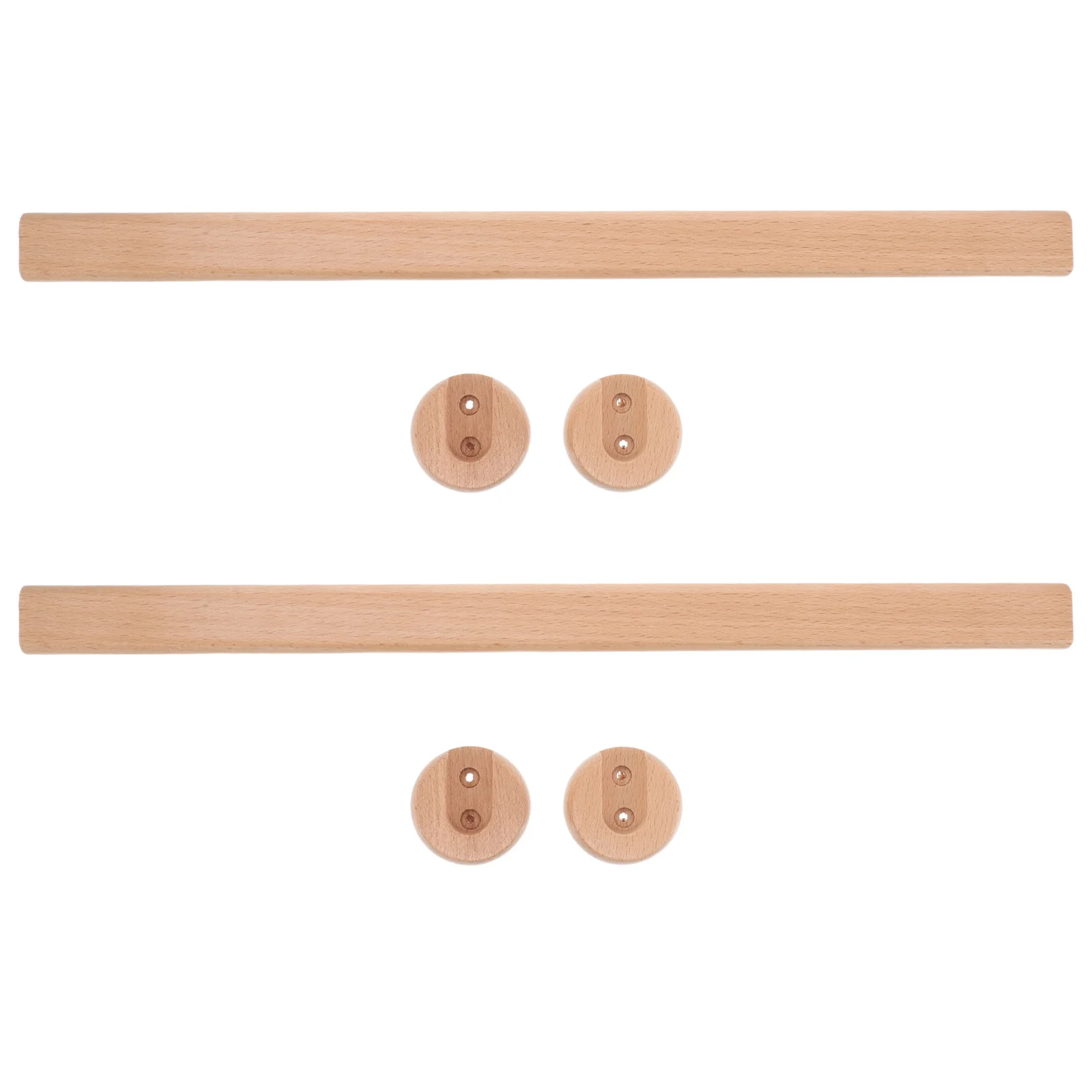 

2 set Solid Wood Closet Rod 50Cm Natural Wood Closet Rod Support Flanges Heavy Duty Clothes Hanging Organizer Wardrobe Storage