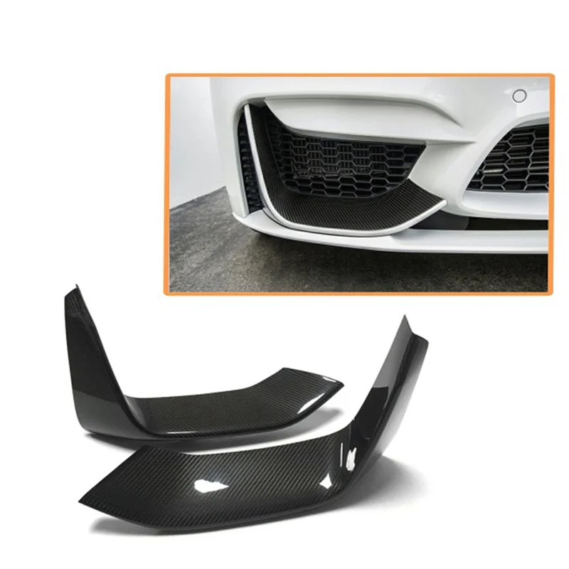

AB61-2Pcs Car Front Bumper Spoiler Carbon Fiber For BMW M3 F80 M4 F82 F83 2014-2017