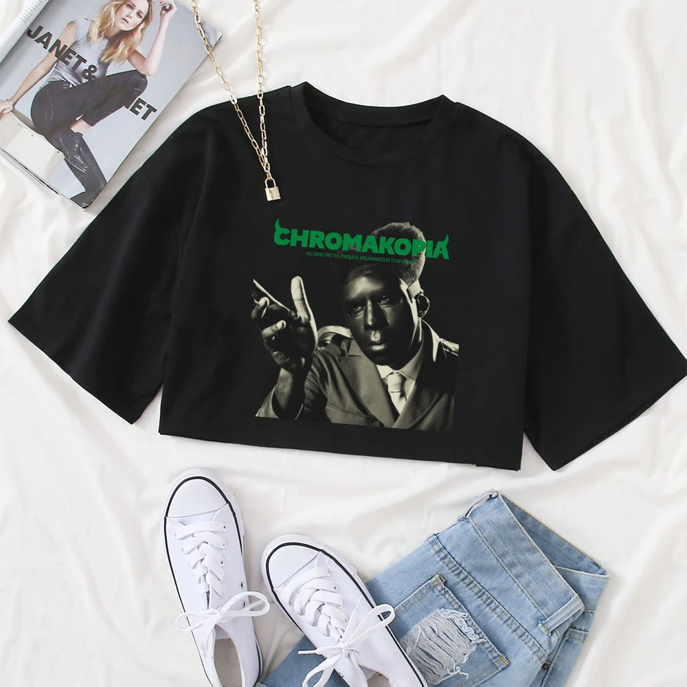 Tyler the Creator CHROMAKOPIA Girls O-Neck Casual Women Crop Shirts