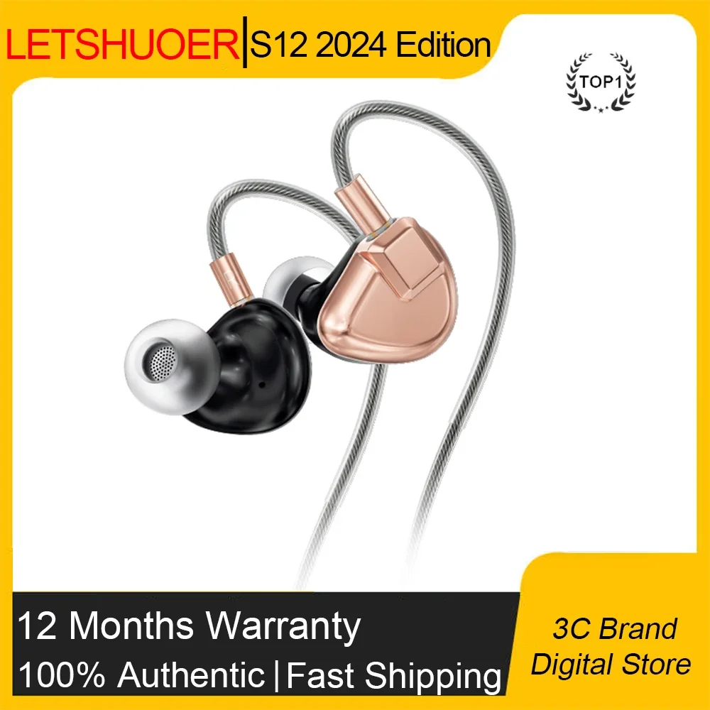 Original LETSHUOER S12 2024 Edition 14.8mm Planar Magnetic Driver in ear monitor Earphone HiFi IEM Wired Earbud Planar headphone