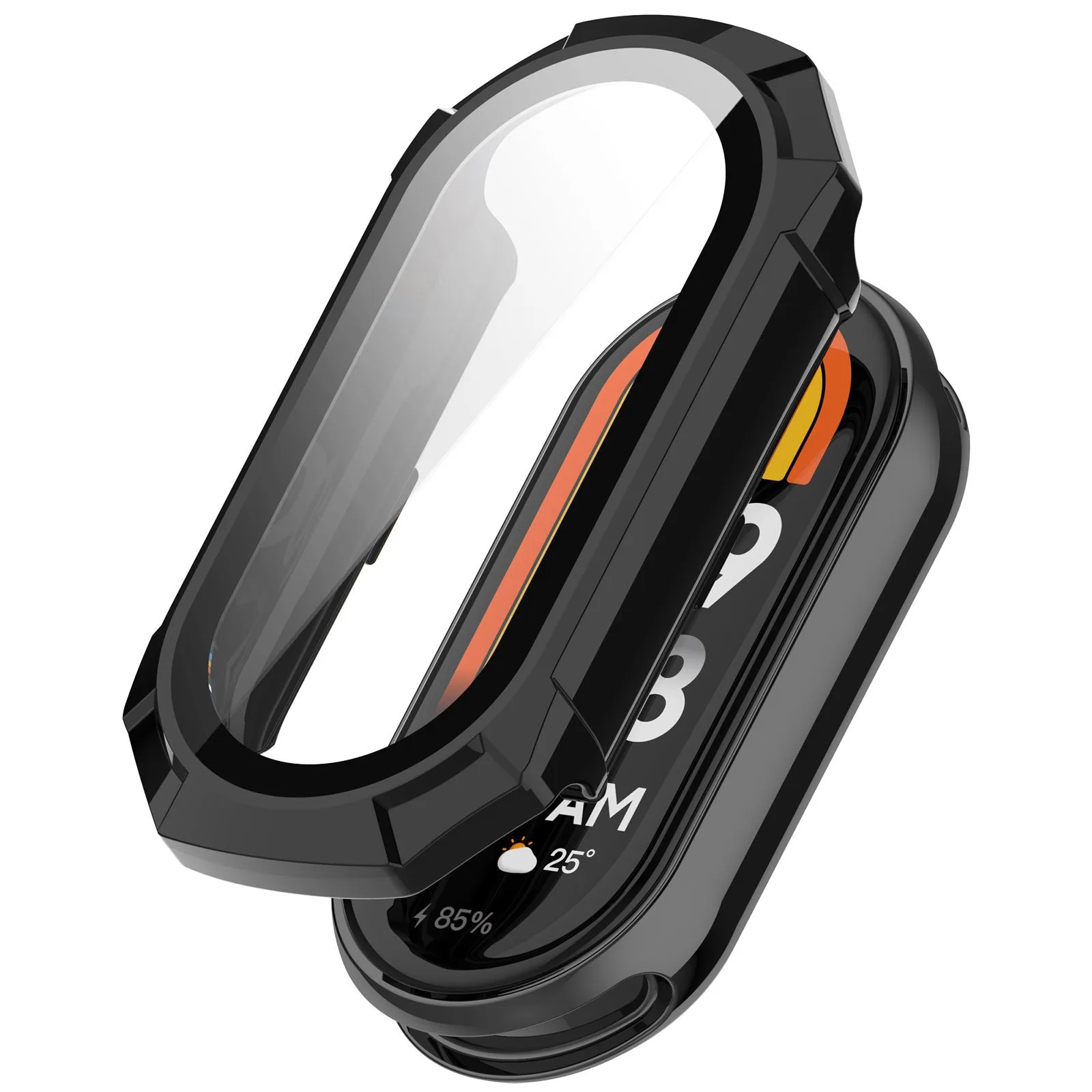 حافظة ساعة 2 في 1 بدلة طبقة حماية لهاتف Xiaomi Miband 9/10 حافظة كمبيوتر تشبه الدروع والزجاج المقسى