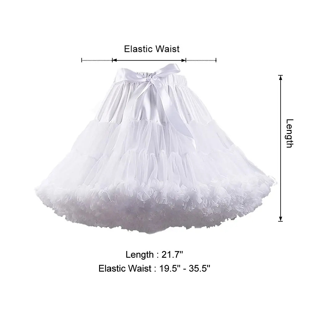 Women’s Petticoat Skirts Tulle Underskirts Chiffon Half Slips Fluffy Ballet Dress