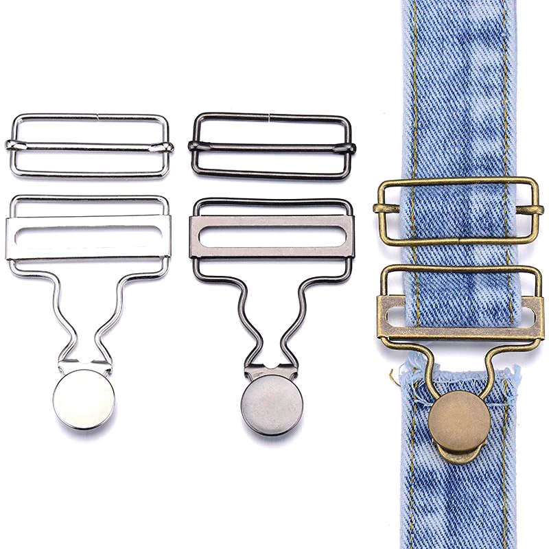 Dungaree Fasteners Clip Brace Buckles With Jeans Buttons Set For Denims Jackets Home DIY Apparel Sewing Supplies-New