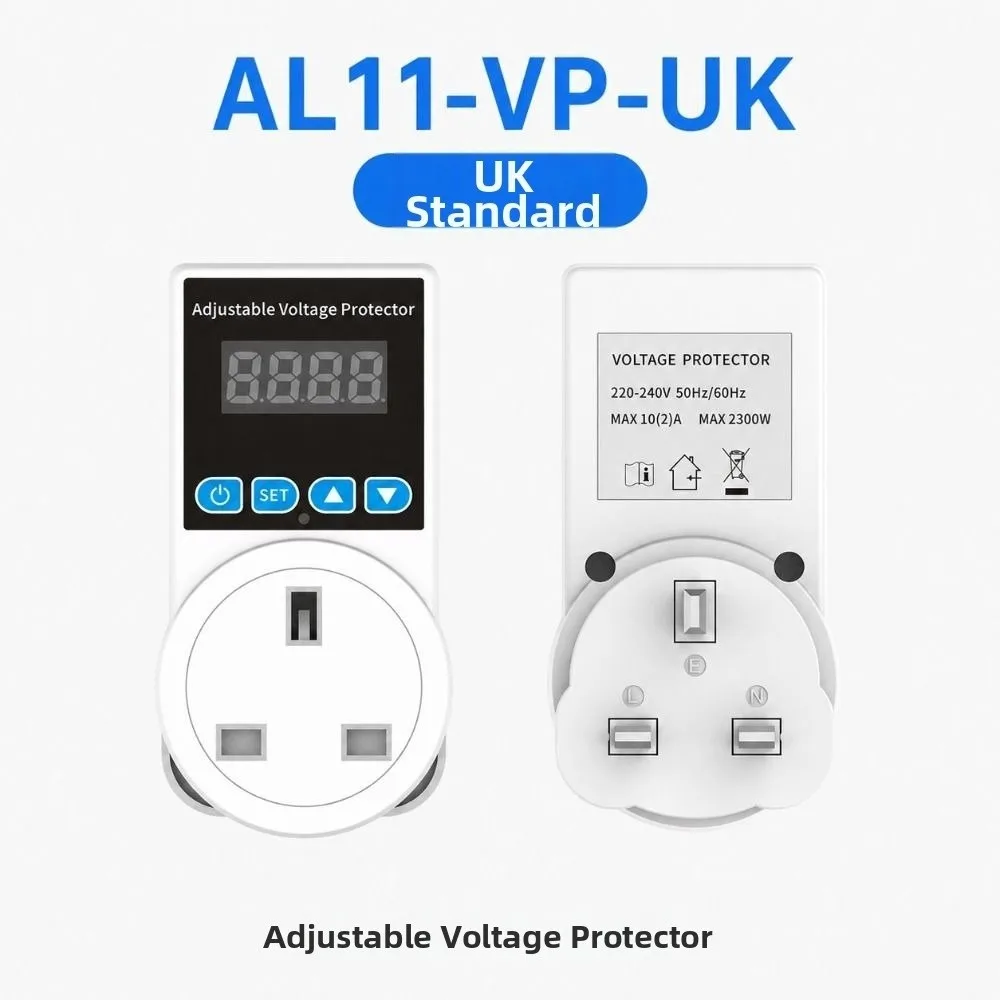 Adjustable Automatic Voltage Protector Socket Digital Display Overvoltage Protection Power Surge Protector EU/UK Plug