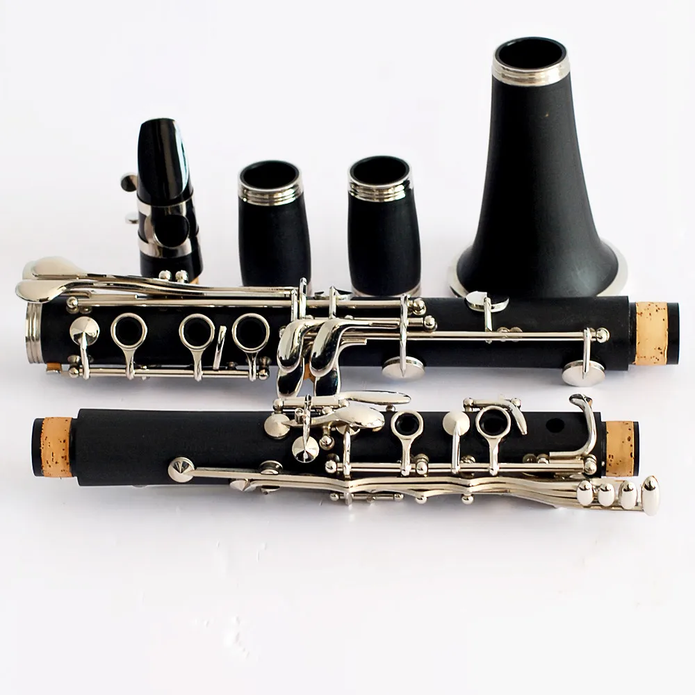 A‑Tone 17‑Key Clarinet Bakelite Black Body Nickel‑Plated Keys Woodwind Instrument With Canvas Carry Case