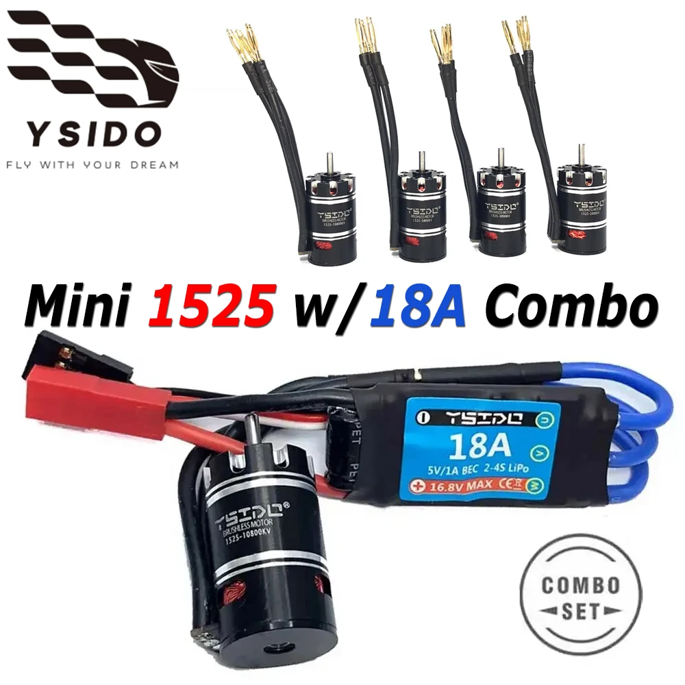YSIDO Mini Brushless Motor 1525 and ESC 2800KV 3800KV 5800KV 18A Combo for Kyosho Mr03 Pro Atomic DRZ 1/24 1/28 1/32 RC Cars