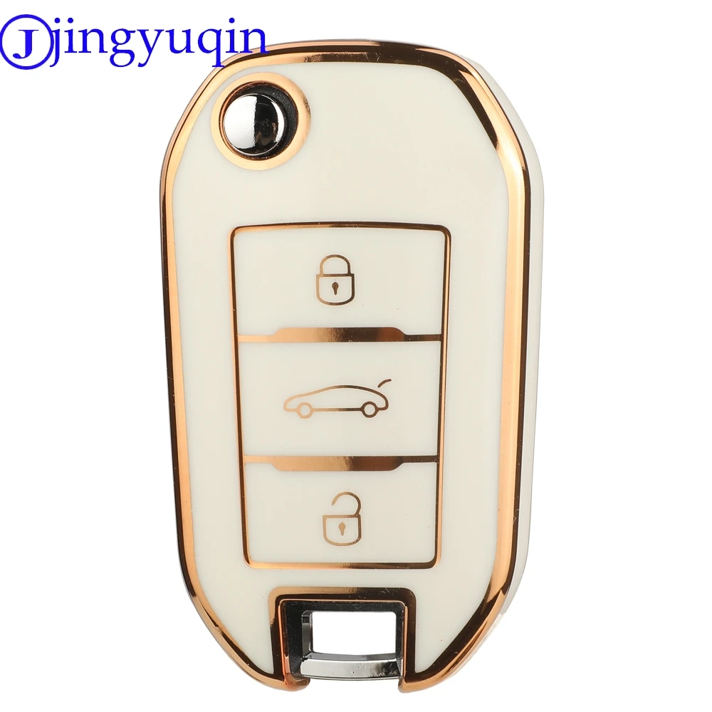 jingyuqin Arrival TPU Car Key Shell Case Fob For Peugeot 208 2008 301 308 508 5008 For Citroen C-Elysee C4-Cactus Smart Key