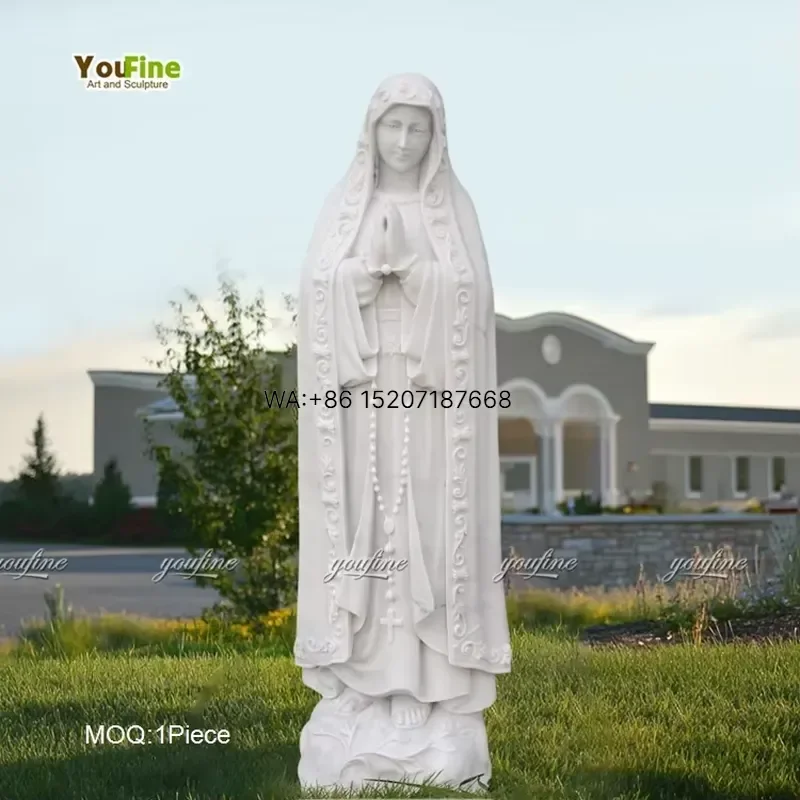 Wmwmnu Life Size Outdoor Garden Natural Marble Virgin of Fatima Statue Sculpture Wearing a for Home Decor