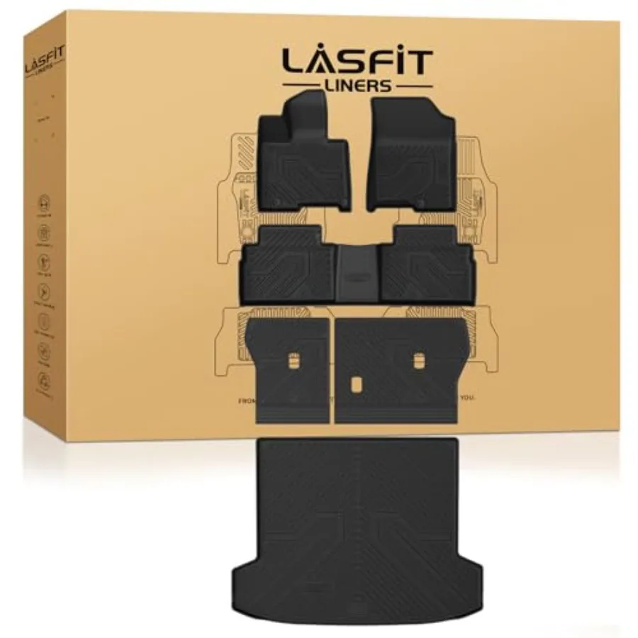 

All Weather TPE Floor Mats Cargo Mat with Seatback for Tucson PHEV 2022-2026 Custom Fit 1st 2nd Row Trunk Black Durable Waterp