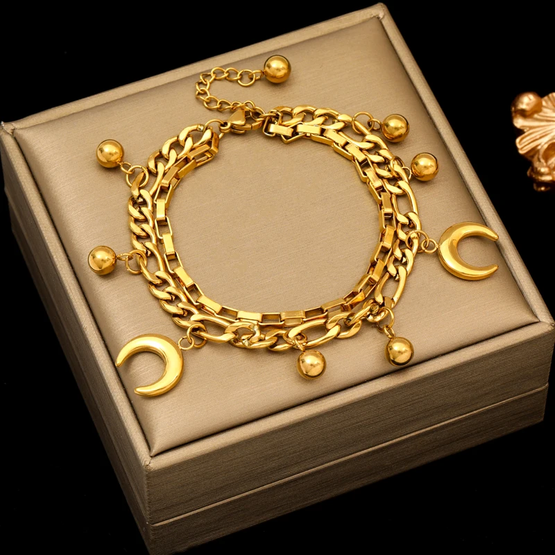 EILIECK 316L Edelstahl Gold Farbe Seestern Mond Sterne Charm Armband Für Frauen Neue Trendy Handgelenk Kette Schmuck Geschenk Party